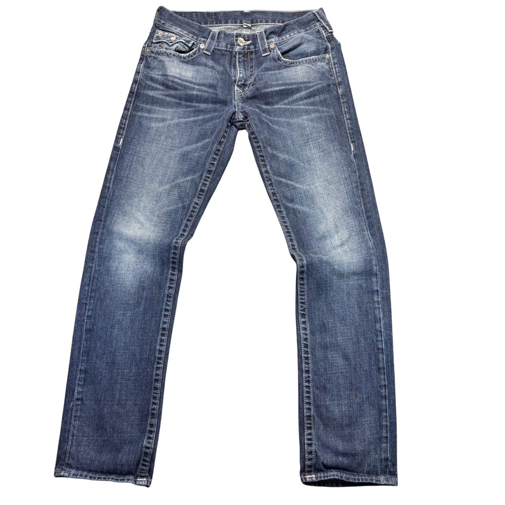 True Religion World Tour Section Slim Dark Wash Denim Jeans Mens Size 32
